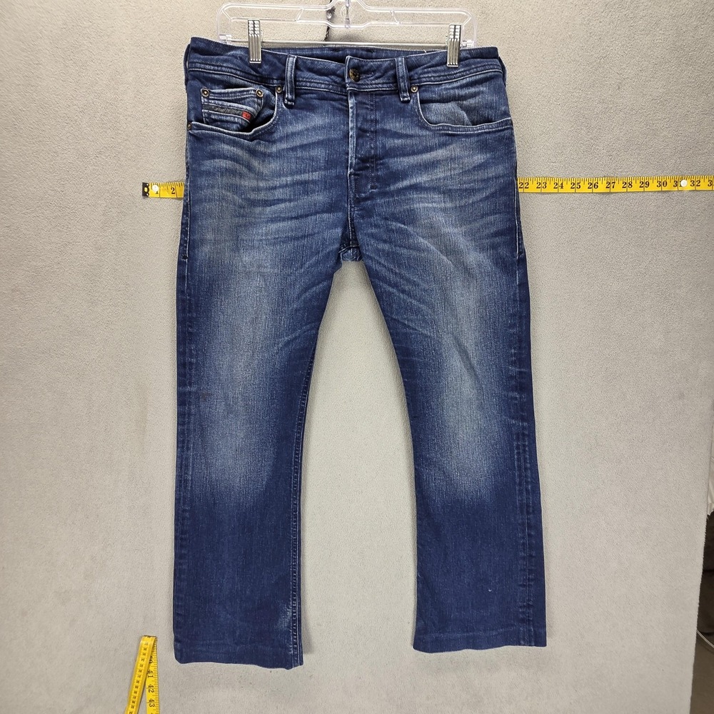 Diesel Jeans Mens 34x26 Blue Zatiny Button‎ Fly Medium Wash Altered Hem 0R4HJ